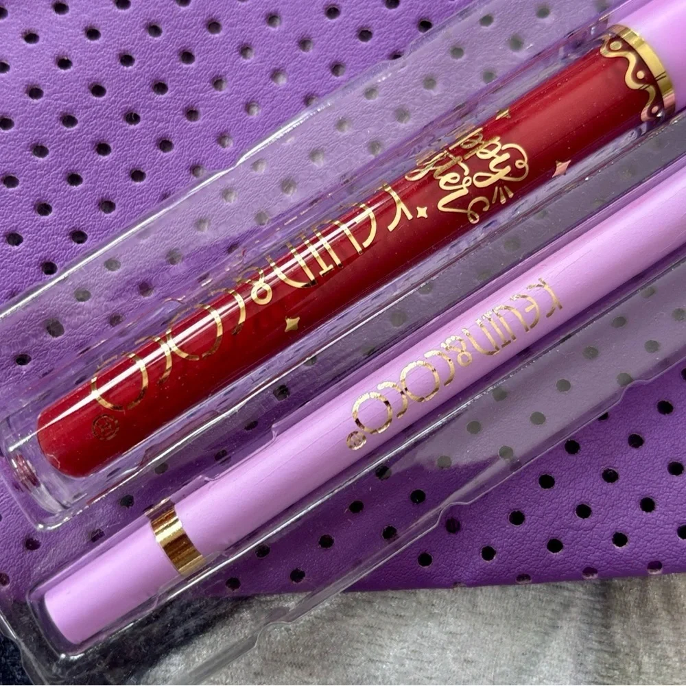 Brand New KEVIN & COCO Blusher Lotion Peach Lotus & Red Lip Gloss Lip Liner Set